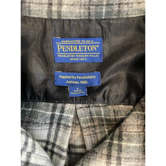 Pendelton 100% Pure Virgin Wool Plaid Flannel USA‎ Sz P Archives 1966 Green Gray - Picture 3 of 8